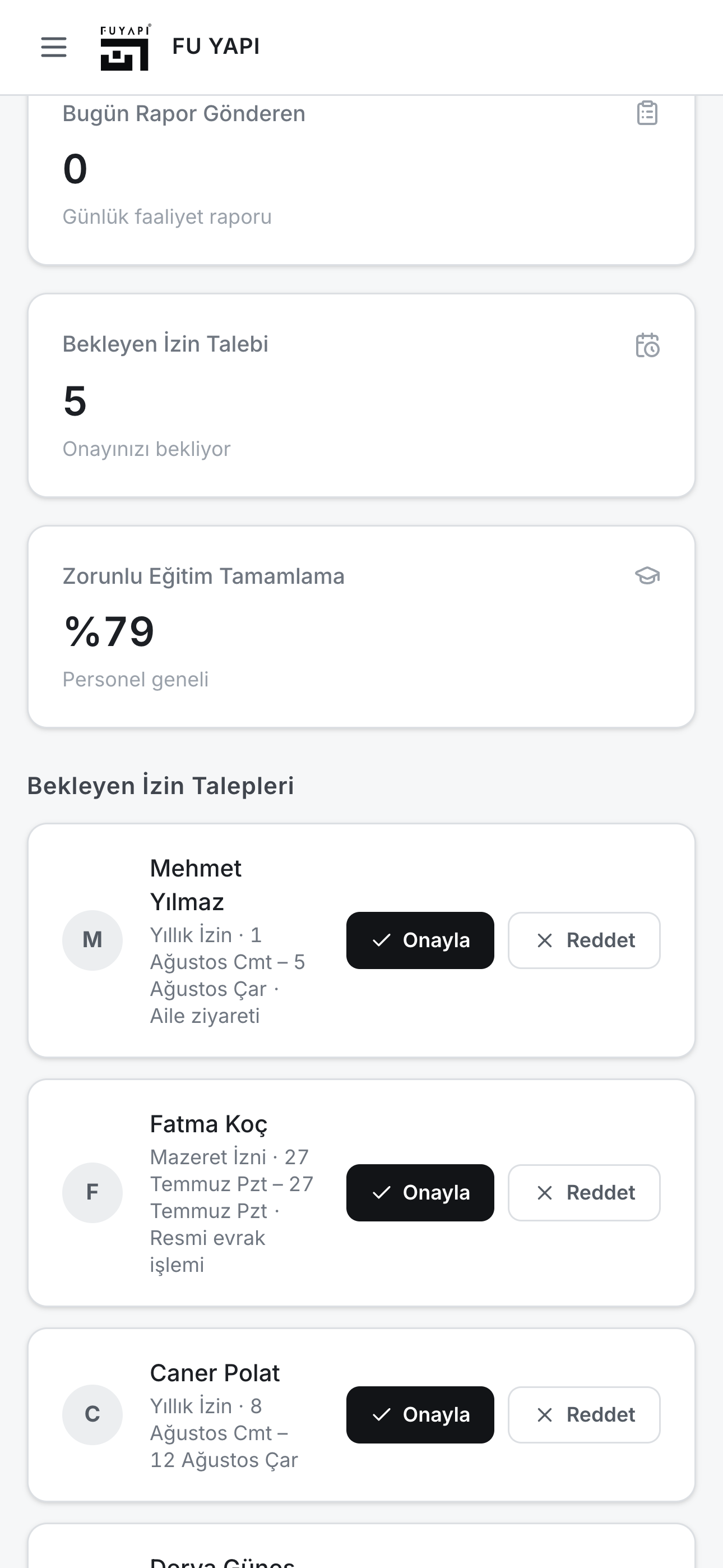 Puantaj çizelgesi